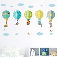 Los mejores  - decalmile Globos Aerostáticos de Animales Pegatinas de Pared Adhesivo Decorativos para Habitación Infantiles Guardería…